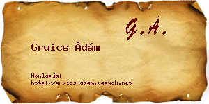 Gruics Ádám névjegykártya